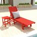Polytrends Laguna Armless Poly Eco-Friendly Weather-Resistant Chaise with Side Table (2-Piece Set) Red