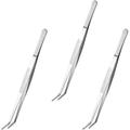 3pcs Tweezers Pointy Tweezers Curved Pointed Tweezers Bent Tip Tweezers Precision Tweezers BBQ Food Tongs Dentist Tweezers Lash Tweezers Hospital Tweezers Dressing Tweezers Eyelash