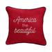 Mozaic Embroidered America the Beautiful Indoor/Outdoor Square Pillow Red & Navy