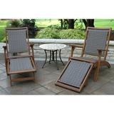 Eilaf 3 pc. Eucalyptus Wicker Lounger Set with Ottoman and Mosaic End Table