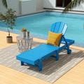 Polytrends Laguna All Weather Poly Pool Outdoor Chaise Lounge - with Wheels Pacific Blue