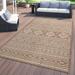 World Rug Gallery Distressed Geometric Bohemian Textured Flat Weave Indoor/Outdoor Area Rug Brown - 5 X 7