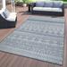 World Rug Gallery Contemporary Geometric Bohemian Textured Flat Weave Indoor/Outdoor Area Rug - BLUE 7 10 X10