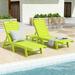 Polytrends Laguna Armless Reclining Poly Eco-Friendly Weather-Resistant Chaise with Side Table (3-Piece Set) Lime