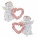 Karcher 1 Pair Cupid Angel Statue Holding Love Heart Shaped Wreath Rose Resin Ornament for Valentine s Day Wedding New