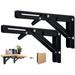 2Pcs Folding Shelf Bracket 400Mm Folding Bracket Wall Shelf Heavy Duty Folding Bracket Black Folding Console Bracket For Table Wall Shelf 80Kg Load Bearing