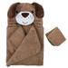 Baby Essentials 2 Piece Hooded Cotton Bath Towel and Washcloth Set for Infants Newborns and Toddlers 3 â€“ 24 Months for Bath Time Showers Lounge Beach and Pool in Perky Puppy Pal