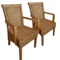 Esszimmer Stühle Set mit Armlehnen 2 Stück Rattanstuhl Perth capuccino Korbstuhl Sessel nachhaltig : ohne Sitzkissen