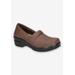 Extra Wide Width Women's Lyndee Slip-Ons by Easy Works by Easy Street® in Brown Matte (Size 7 1/2 WW)