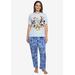 Plus Size Women's Mickey Mouse & Friends T-Shirt & Plush Pajama Pants by Disney in Gray (Size 1X (14-16))