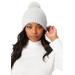 Plus Size Women's Pearl-Embellished Ribbed Beanie Hat. by Accessories For All in Pearl Grey