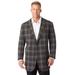 Men's Big & Tall Ponte stretch knit blazer by KingSize in Grey Plaid (Size 60)