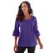 Plus Size Women's Bell-Sleeve Ultimate Tee by Roaman's in Midnight Violet (Size 34/36) Shirt