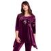 Plus Size Women's Velour Hanky Hem Tunic. by Roaman's in Dark Berry Embellished Sequin (Size 30/32)