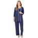 Plus Size Women's Beaded 3-Piece Cardigan Pant set by Catherines in Mariner Navy (Size 30 W)