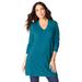 Plus Size Women's CashMORE Collection V-Neck Sweater by Roaman's in Deep Teal (Size 18/20)