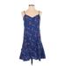 Thakoon Collective Casual Dress - Mini V-Neck Sleeveless: Blue Floral Dresses - Women's Size 4