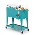 Bring Home Furniture Outdoor 80 Qt Rolling Cooler Cart, w/ Bottle Opener + Storage Shelf Camping Beverage Ice Chest in Blue | Wayfair