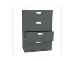 HON Company 600 Series Four-Drawer Lateral File 36w x19-1/4d - Charcoal