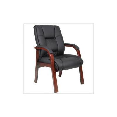 Boss Office Mid Back Guest Chair with Wood Finish