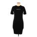 Forever 21 Casual Dress - Bodycon Crew Neck Short sleeves: Black Print Dresses - Women's Size Medium