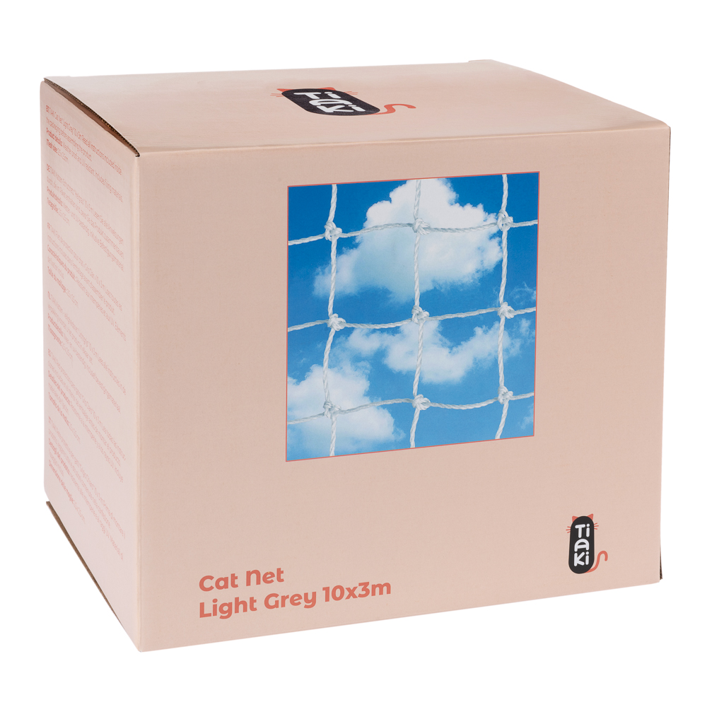 Rete di protezione TIAKI con rinforzo metallico per gatto, grigio chiaro - 10 x 3 m