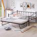 Full Size Metal Daybed Sofa Bed with Twin Size Adjustable Trundle, Portable Folding Trundle
