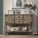 Retro 48'' Console Table with 2 Drawers and Cabinets and Bottom Shelf, Solid Wood Frame, Easy Assembly