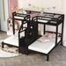 Twin over Twin & Twin Bunk Bed with Built-in Staircase and Three Drawers, Supported by Wooden Boards