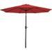 9-Foot Patio Umbrella - Push-Button Tilt And Crank Handle - Aluminum Pole And Polyester Shade Canopy - Red