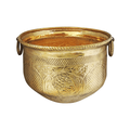 Brass Planter Pot Gamala Chatai 3.82Kg Small Brass Planter Vintage Planter Plant Container Set Round Curved Planter