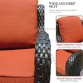OVIOS 8-piece Rattan Wicker Patio Furniture Set Swivel Rocking Chair Set Red/Orange
