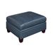 Indy 36 Inch Modern Square Ottoman, Foam Seating, Blue Top Grain Leather