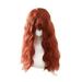 Lace Front Wig Women Long Wig Long Curly Synthetic Wig Fluffy Wig Cover with Bangs Fashion Wavy Party Cosplay Hair Wig for Women Teen Girls (Orange)