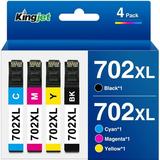 702 Ink for Epson 702XL 702 Ink Cartridges for Epson 702 Black Ink for Epson Workforce Pro WF3720 WF3733 WF3730 Printer ( Black Cyan Magenta Yellow 4-Pack)