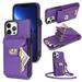 K-Lion for Apple iPhone 12 Pro Max Wallet Case Luxury PU Leather Zipper Purse Crossbody Shoulder Strap Flip Case for Women Girls Card Holder Cash Slot Shockproof Protective Phone Cover purple