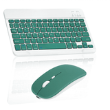 Rechargeable Bluetooth Keyboard and Mouse Combo Ultra Slim Full-Size Keyboard and Ergonomic Mouse for Samsung Galaxy Tab 4 7.0 3G and All Bluetooth Enabled Mac/Tablet/iPad/PC/Laptop - Jade Green