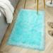 Ghouse Rectangular Blue Area Rug 8x10 feet Thick and Fluffy Faux Sheepskin Machine Washable Rectangular Plush Carpet Faux Sheepskin Rug for Living Room Bedroom Kids Room