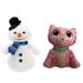 CHILLY Snowman & Whispers Pink Cat 8â€� Set Beanbag Plush NEW Stuffed Animal Doc