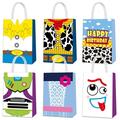 JSCPC 16PCS Toy Inspire Party Gift Bags with 24PCS Cute Stickers for Toy Inspire Theme Birthday Party Supplies Toy Inspire Party Favor Goody Treat Gift Bags for Kids Girl s Boy s Party Decorations