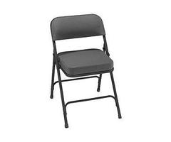National Public Seating 3212 2 inch Seat Upholstered Folding Chair Charcoal Grey with Black Frame Se