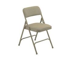 National Public Seating 2201 Fabric Upholstered Premium Folding Chair Caf Beige with Beige Frame Set