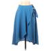 Ann Taylor Casual A-Line Skirt Knee Length: Blue Print Bottoms - Women's Size 00 Petite