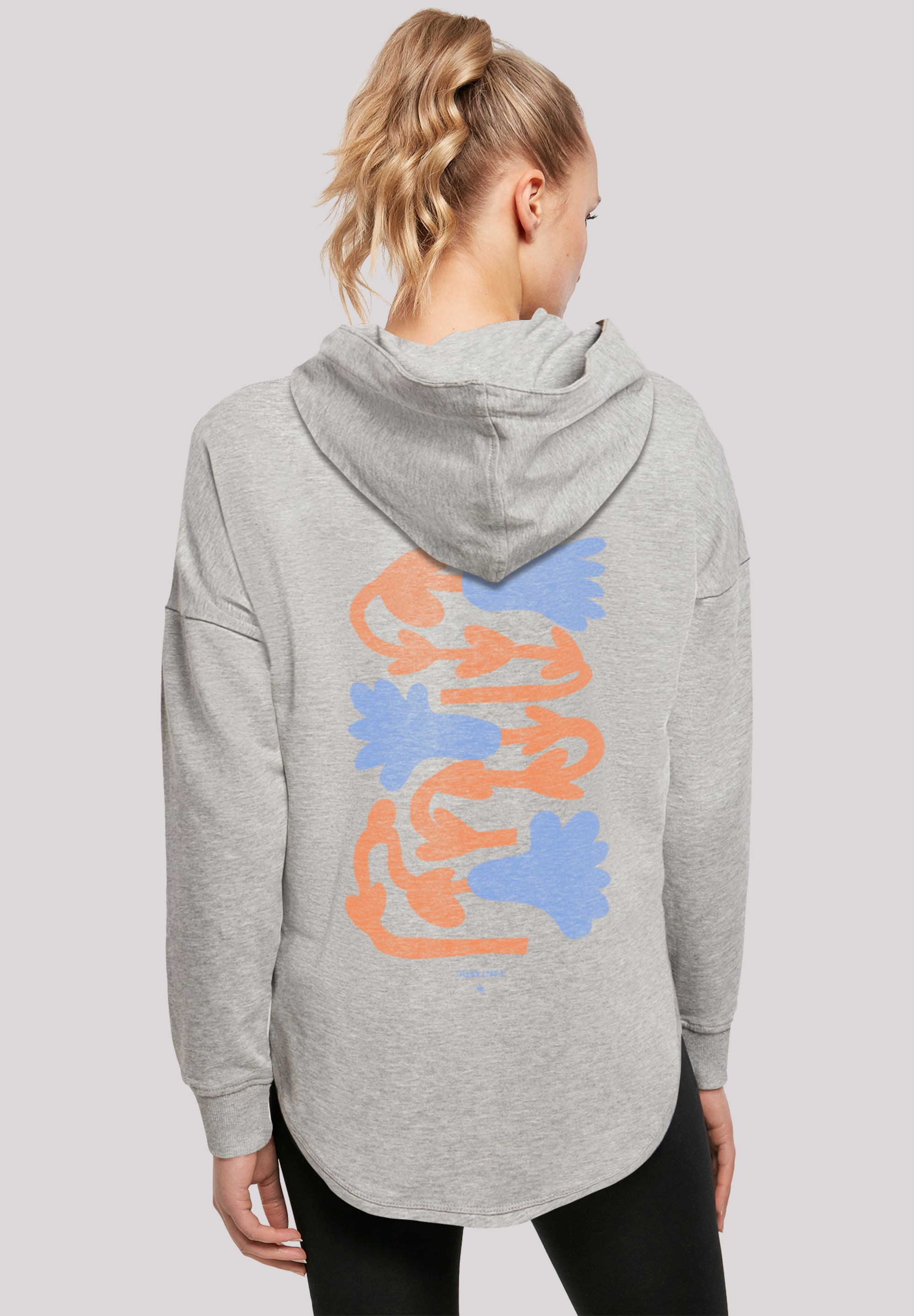 Kapuzenpullover F4NT4STIC "Blumen Muster", Damen, Gr. XS, grau, Obermaterial: 100% Baumwolle, Casual, oversize, Pullover, Print