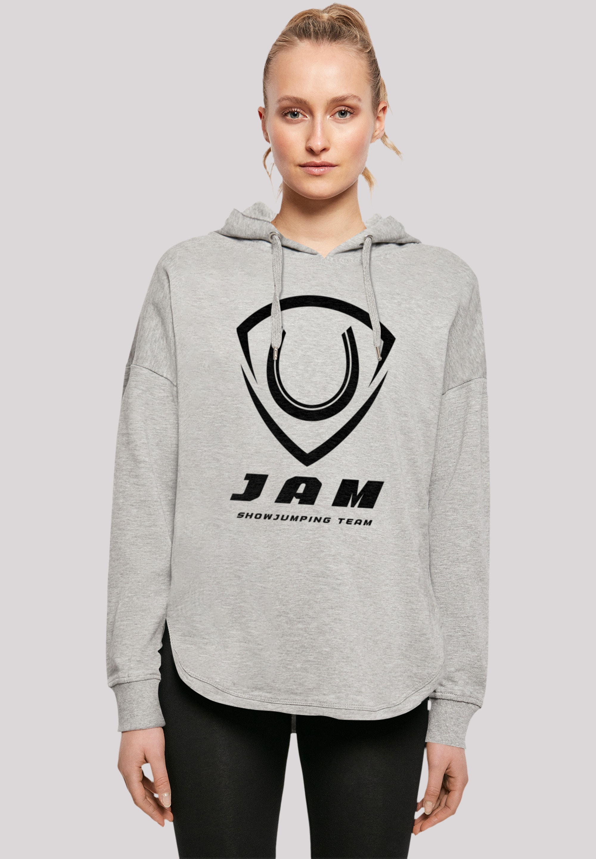 Kapuzenpullover F4NT4STIC "JAM Showjumping", Damen, Gr. XS, grau, Obermaterial: 100% Baumwolle, Casual, oversize, Pullover, Print