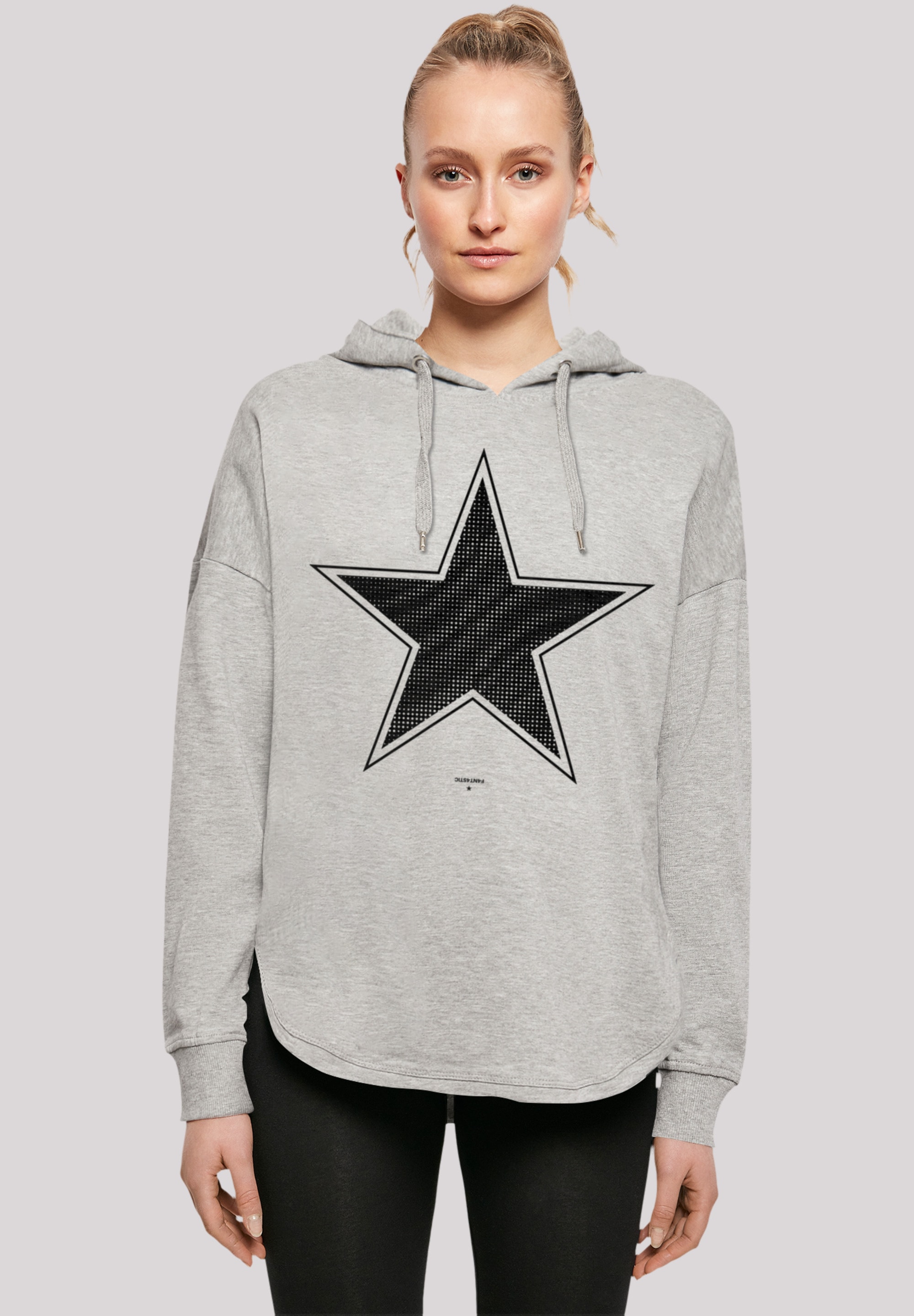 Kapuzenpullover F4NT4STIC "Stern Basic", Damen, Gr. XS, grau, Obermaterial: 100% Baumwolle, Casual, oversize, Pullover, Print