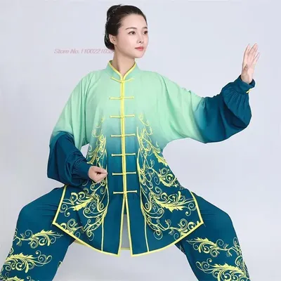 Costume traditionnel chinois Wushu Kungfu uniforme de Tai Chi couleurs dégradées arts martiaux