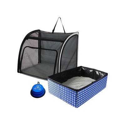 Frisco Travel Safety Dog & Cat Carrier, Large + Pet Fit For Life Collapsible Portable Litter Box