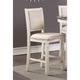 5-Piece Counter Height Dining Set with Round Dining Table and Shelves & Upholstered Dining Chairs for Living Room, Antique White