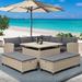 6-Piece Sectional Patio Furniture Set for 8, Cushioned Sofa Set with Table & Benches, Ideal for Backyard & Poolside Lounging.